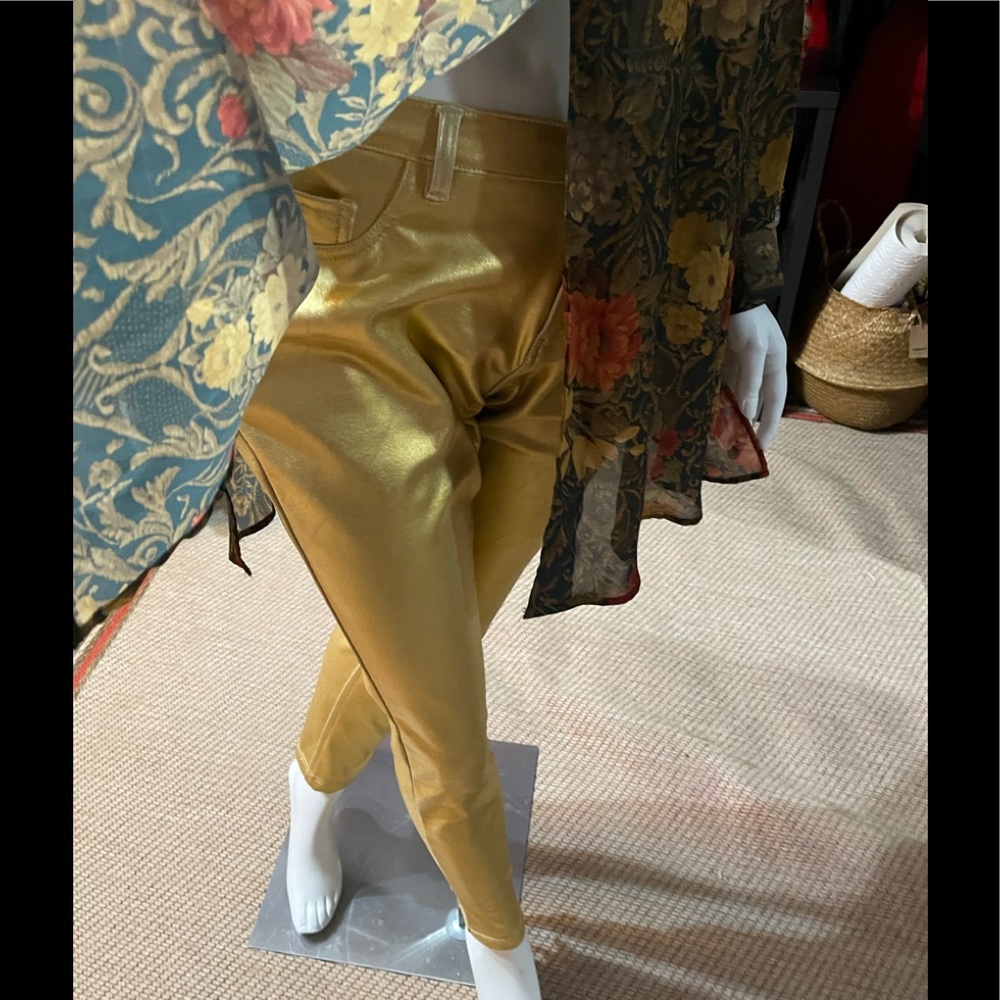 “Glamor Gold” Vegan Straight Legged Fashion Pants